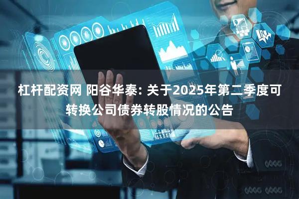杠杆配资网 阳谷华泰: 关于2025年第二季度可转换公司债券转股情况的公告